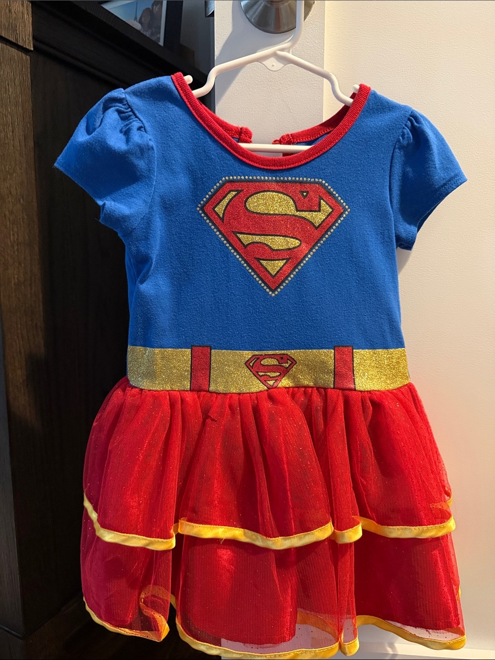 DC Comics Blue and Red Supergirl Costume Dress with Gold Accents